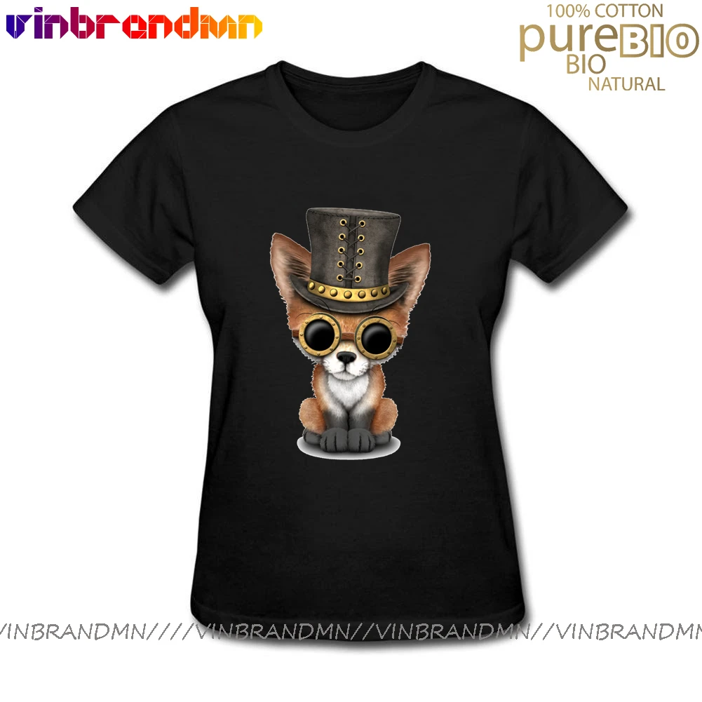 Summer Tee Female Kawaii Short Sleeve Animal Cool T-Shirts 3D Cotton Shiva The God Tops Steampunk Baby Red Fox Cub Funny T Shirt