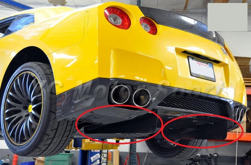 Car Accessories Glossy Finish Carbon Fiber JDM Style Rear Bumper Under Diffuser Blade Fit For 2008-2013 R35 GTR