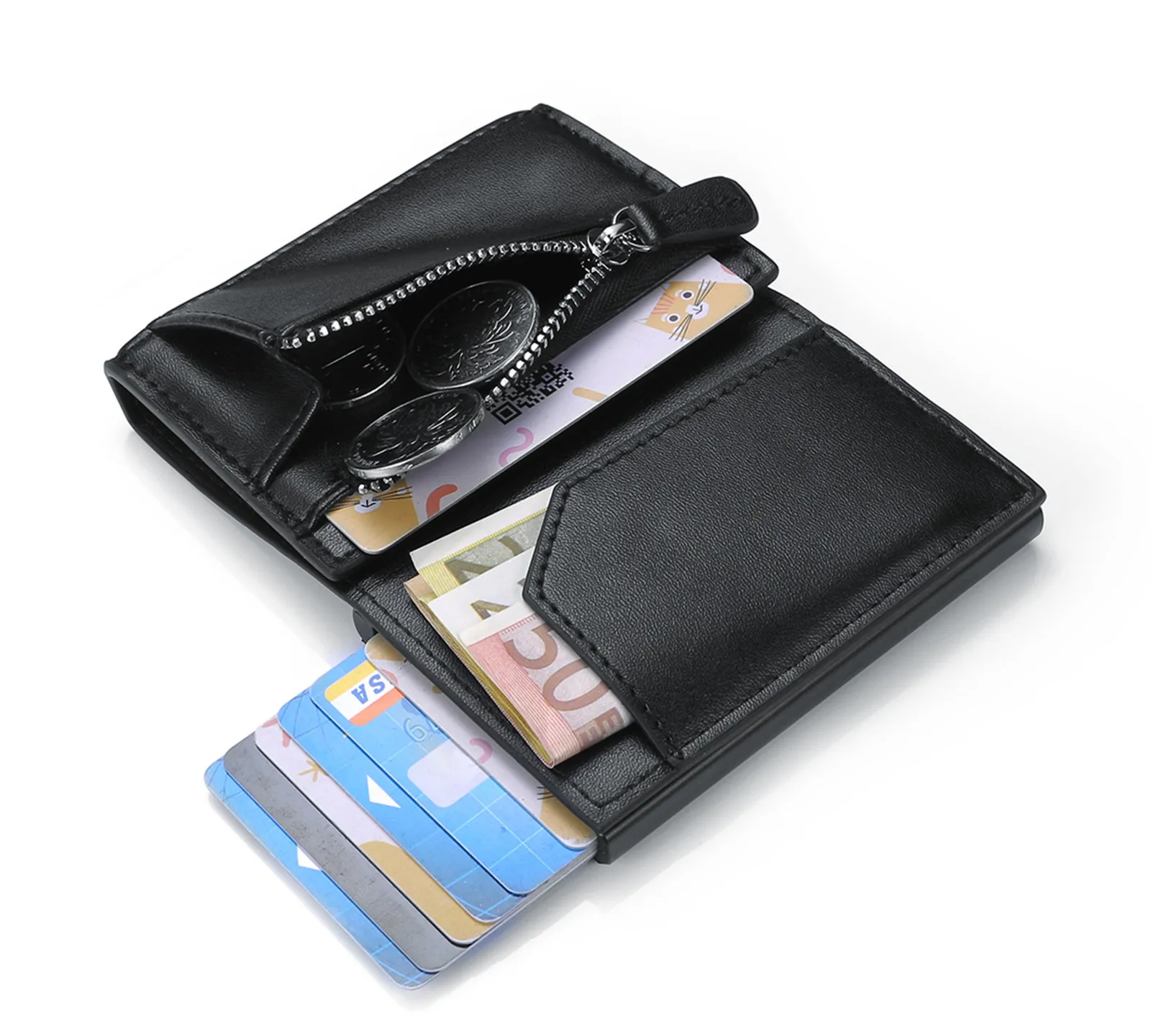 New Men's Credit Card Holder Magnetic Buckle Coin Purse Wallet RFID Anti-theft Swiping Aluminum Alloy Card Bag Men's Gift