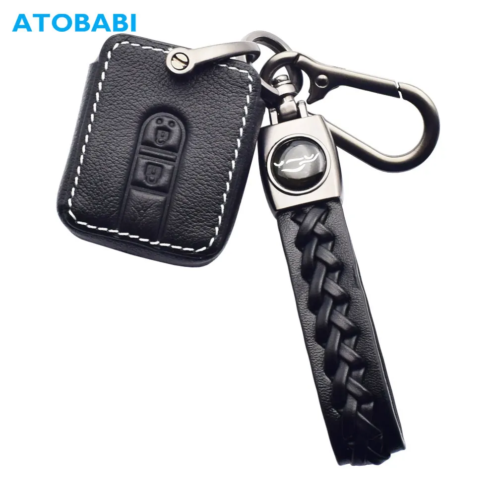 Leather Car Key Cases 2 Buttons Smart Remote Control Fobs Shell Protector Cover For Nissan Qashqai Navara Micra 2008 2009 2010