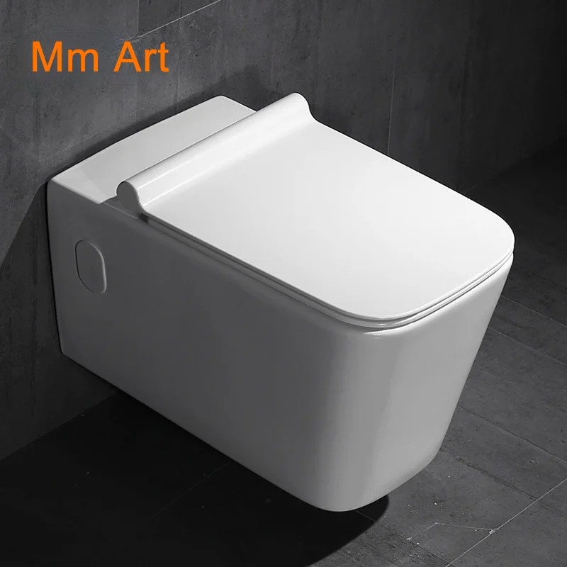 Elegant square washdown wall hung toilet bowl  closestool  White toilet