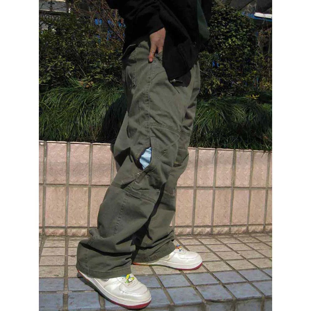 Hip Hop Dance Mens Trousers Pants Casual Joggers Loose Baggy Cargo Pants Cotton Side Zipper Pocket Male Clothing Plus Size 6XL