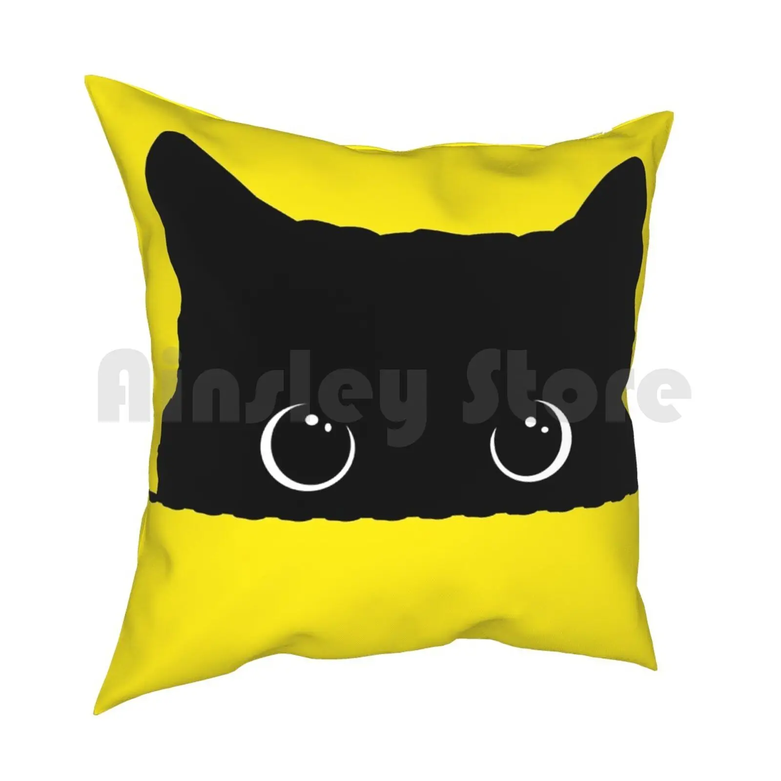 Black Cat Peeking Pillow Case Printed Home Soft DIY Pillow cover Black Cat Cat Cats Pet Peeking Eyes Big Eyes Pets Love