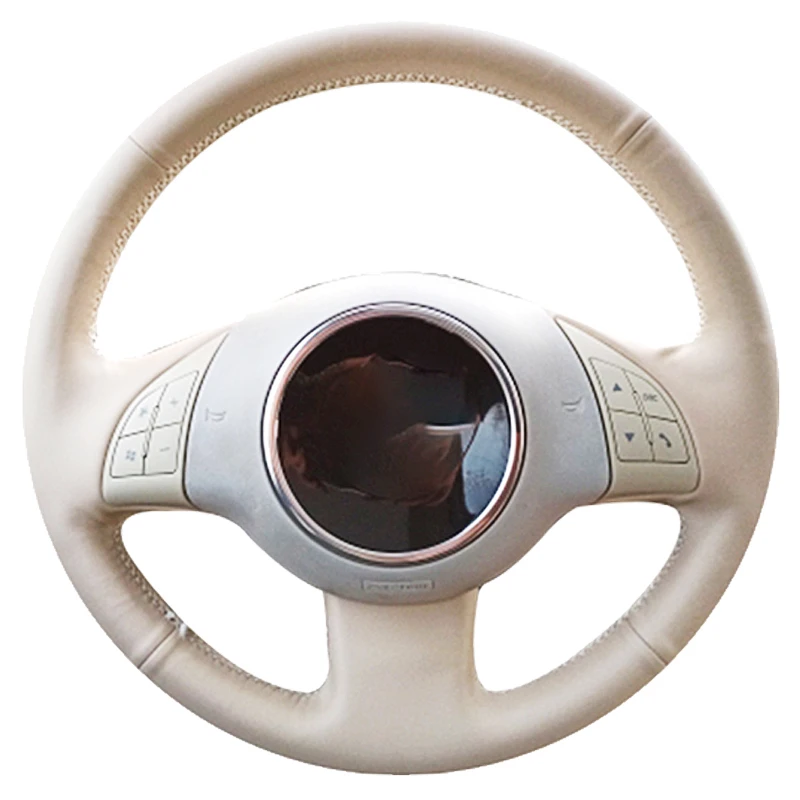 

High-quality Beige Artificial Leather Hand-Stitch Car Steering Wheel Cover For Fiat 500 2007-2015 500e 2014-2018 500C 2014-2017