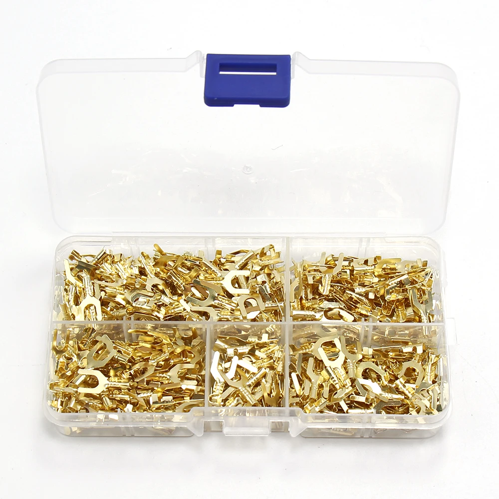 300/400PCS Fork-Type brass Terminal SN-48B hand tool quick Electric box Cable Wire Connector Crimp Y U type cold-pressed