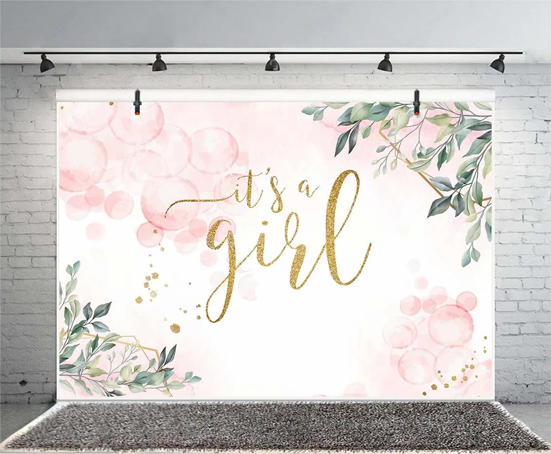 It's a Girl Photography Backdrop Girls Princess Happy Birthday Party Baby Shower Photo Background Banner Decoration W-6020