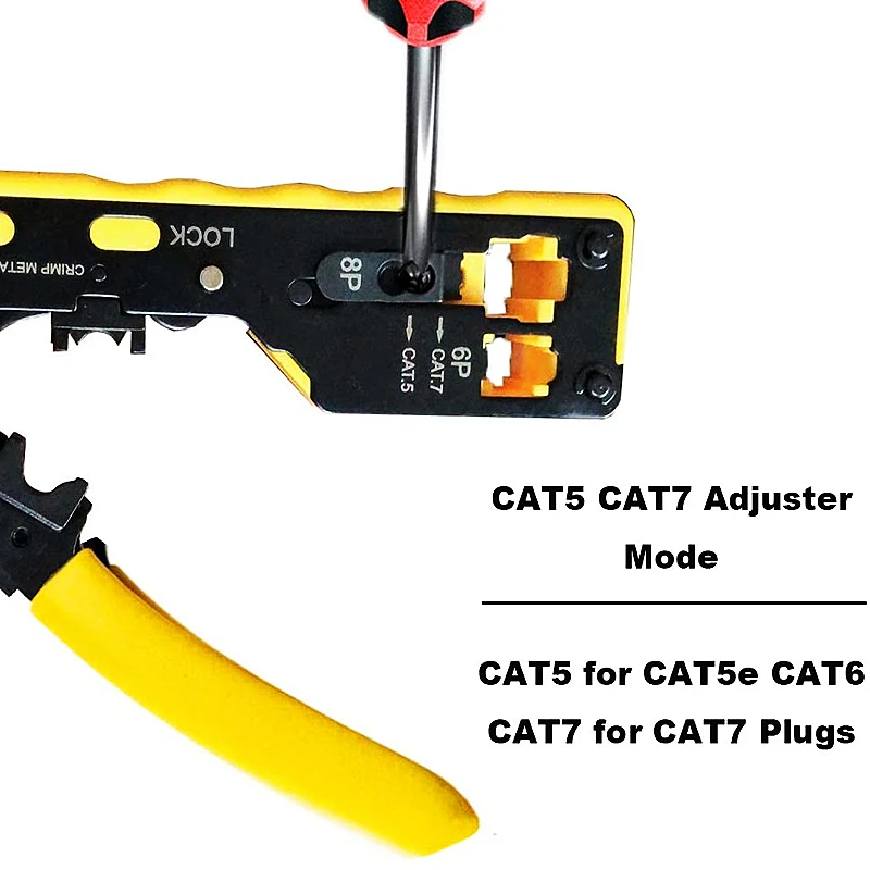 HTOC – outil de sertissage de passage CAT7, pour Cat7 Cat6 Cat5 6P/8P Ethernet RJ45, dénudeur de fil, pince à sertir tout-en-un