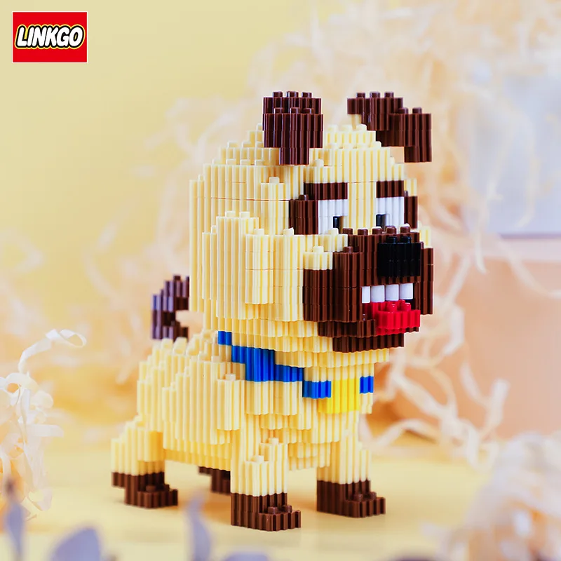 Linkgo Verbindung Blöcke DIY Gebäude Ziegel Micro Pixel Brinquedo Hund Kaninchen Anime Auktion Juguetes Kinder Spielzeug Weihnachten Präsentieren