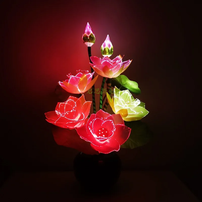 Led Flower Lights 7 teste Lotus Light Buddha Lamp Fo Lampe novità fiore artistico in fibra ottica