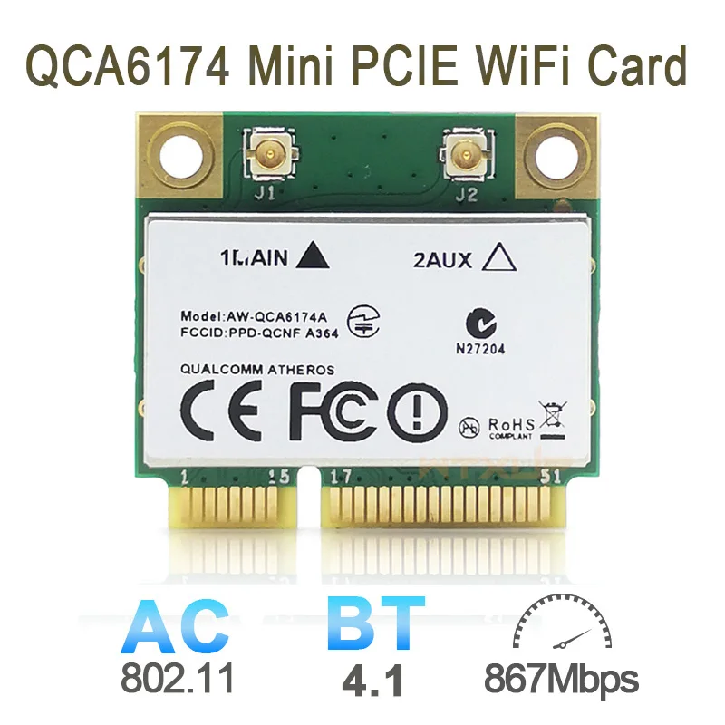 Atheros QCA6174A Dual Band AC WIFI Module WIFI Adapter mini PCI-E 2.4G/5G BT 4.1 Replace QCA9377