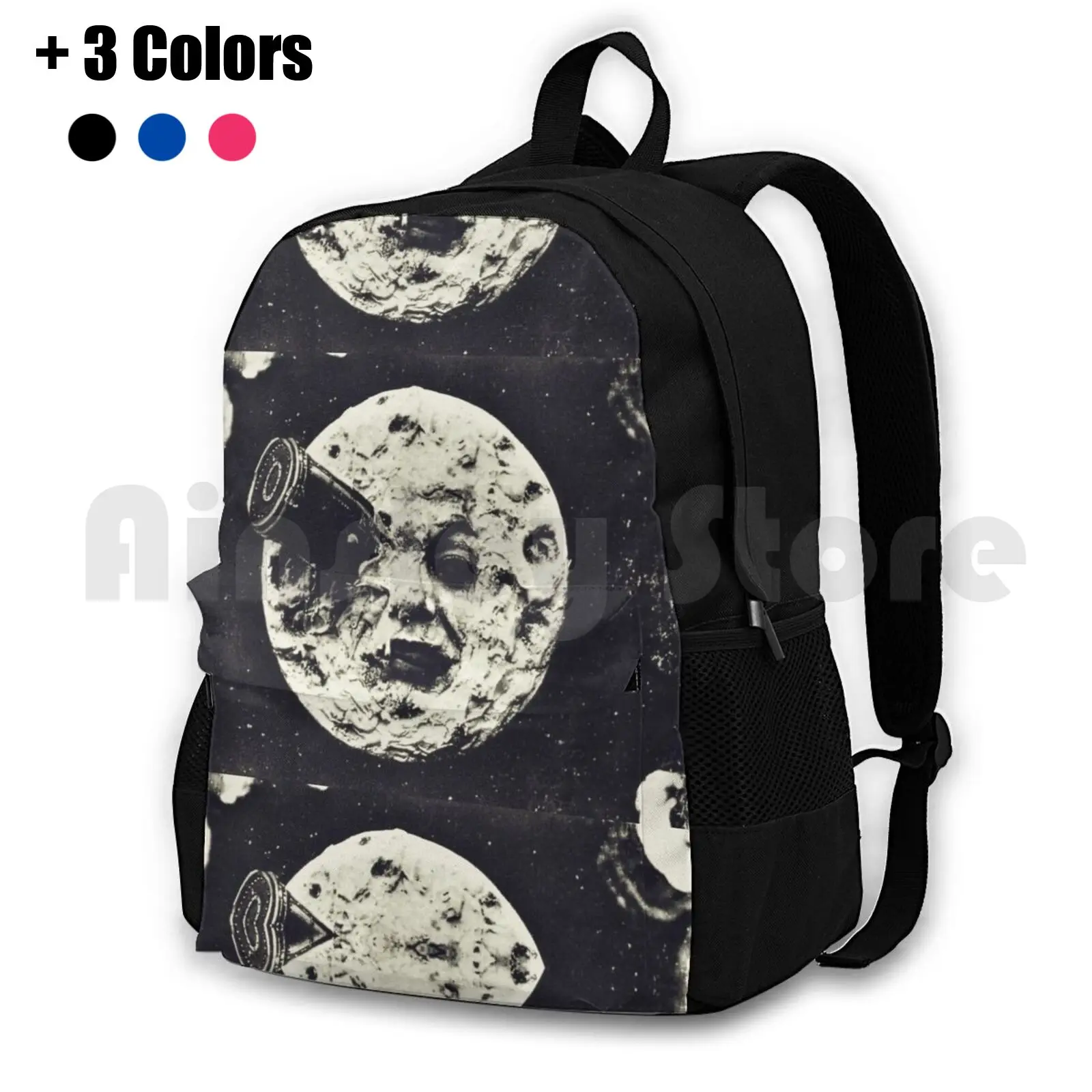 Le Dans La Lune ( A Trip To The Moon ) Print Outdoor Hiking Backpack Waterproof Camping Travel Night Sky Space Moon Galaxy 1902