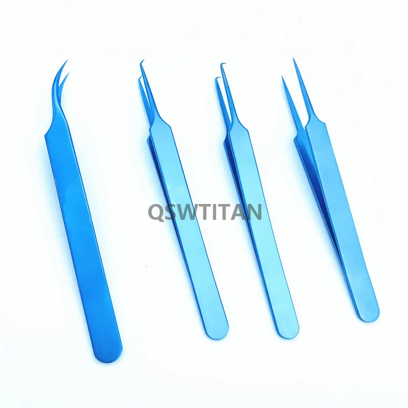 4pcs/set Titanium tweezers different Jeweler Style Forceps ophthamic surgical instruments