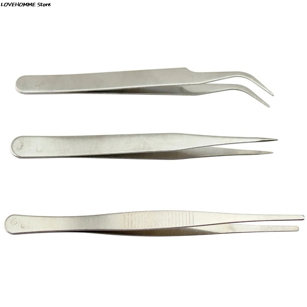 3/6pcs New Stainless Steel Industrial Anti-static Tweezers Watchmaker Repair Excellent Quality Tools