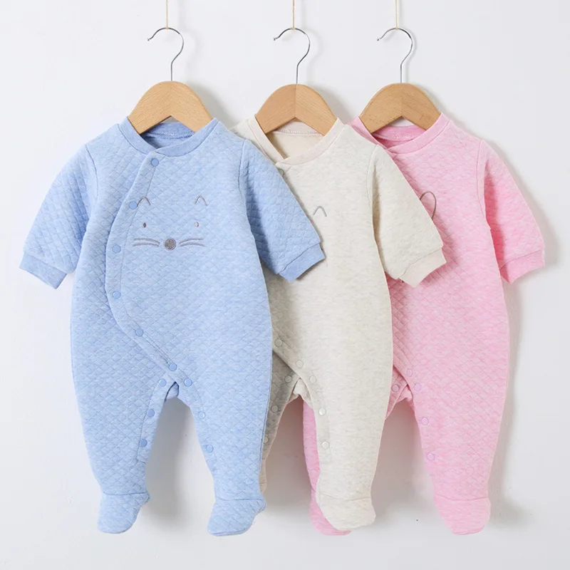 Baby cotton rompers clothes newborn long sleeve Unisex onesies pyjamas newborn baby girl boy footed overalls jumpsuit outfit