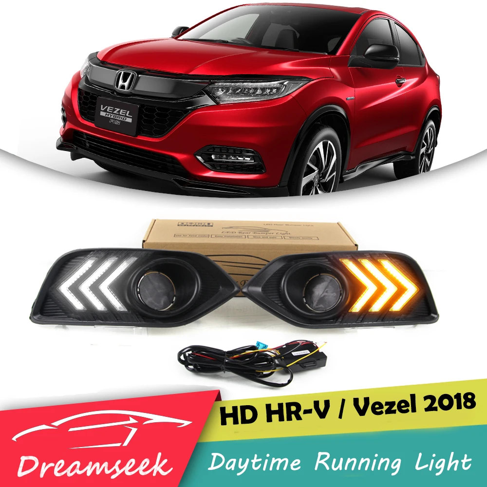 

Pair LED DRL Daytime Running Light For Honda Vezel HR-V 2019 Fog Lamp With Turn Signal