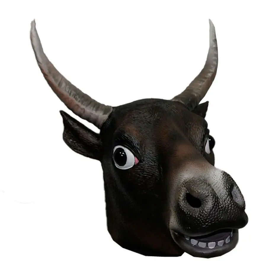 Latex Realisitc Animal Mask Cow Farmyard Character Props Halloween Party Carnval