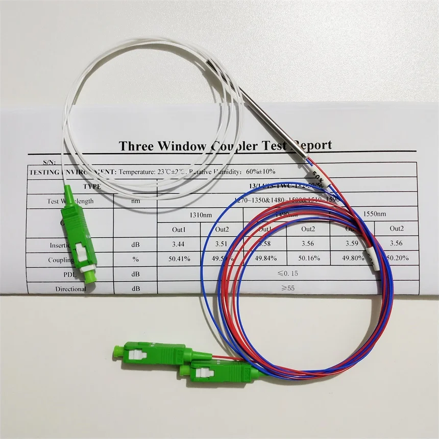 

50pcs/ Lot FBT splitter Length 1m 0.9mm diameter FBT splitter 15/85 with SC APC connector 1 in 2 out model