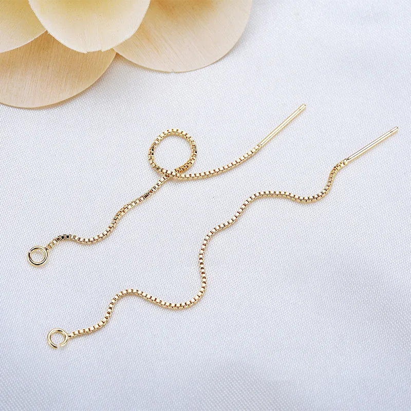 WT-RWJ012 hot sale 75mm brass chain gold Electroplated chain DIY Handmade Earring Accessories Jewelry Findings Box Chain 10pairs