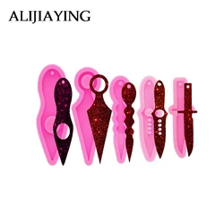 DY1137 Shiny Dagger Self-defense Keychain Pendant Resin Molds, Epoxy Clay Polymer Mould, Knife Mold Resin Craft Silicone