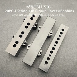 20Pcs Jazz Bass 4JB Pickup Cover/Bobbin Smooth/Matt Surface Opened/Sealed Type 92/95MM for 4 String Electric Bass 4JB Bass Black