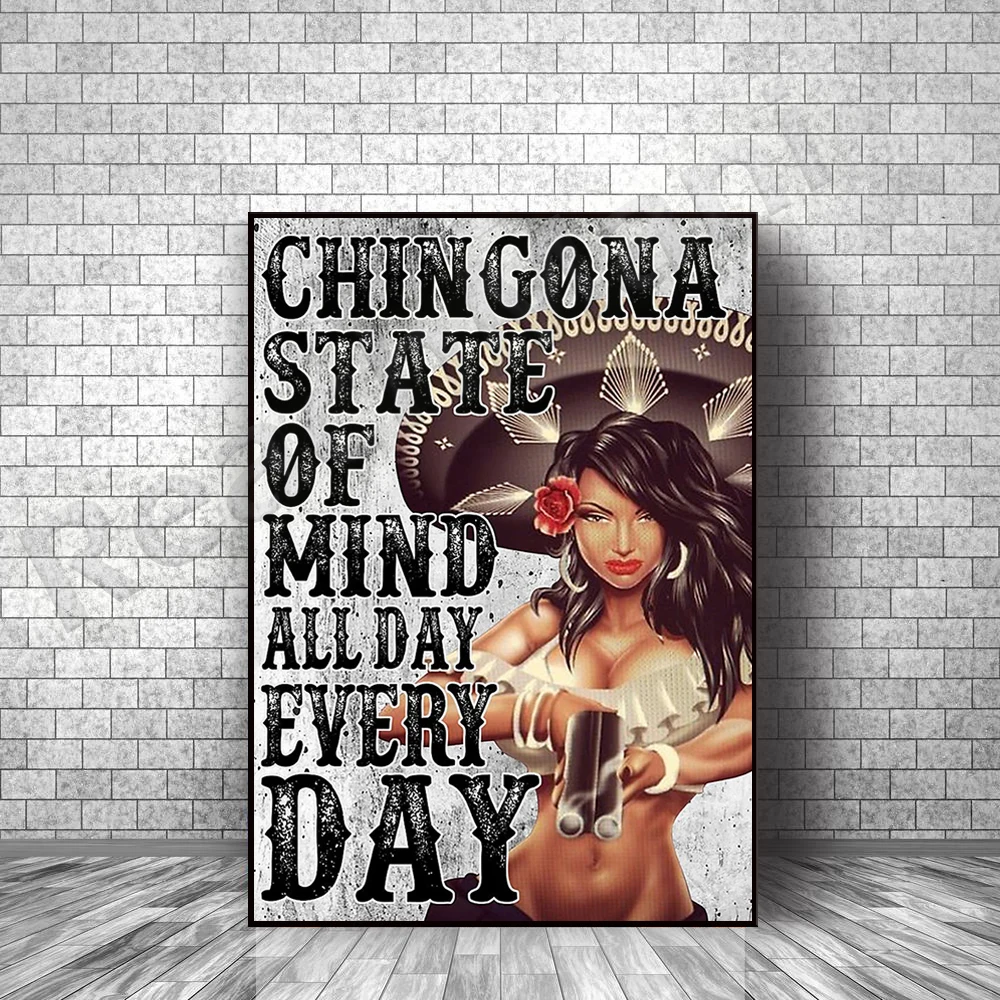 Chingona mental state all day long daily vertical poster, Latin female power, Mexican girl, Mexican Hispanic, Latin power poster