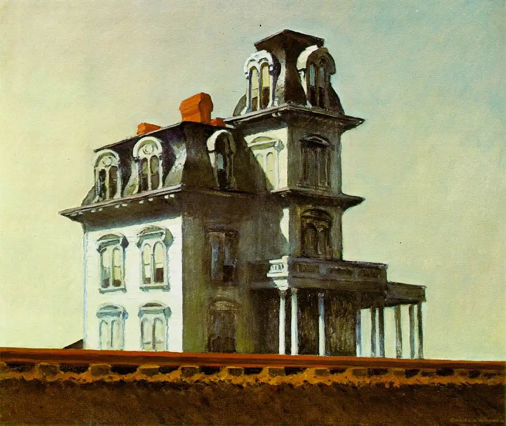 100% handmade Oil Painting reproduction on linen canvas,House by the Railroad by Edward Hopper,High Quality,Free Shipping