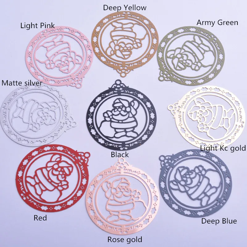 30 Stück AB2923 42*48mm Große Runde Weihnachtsmann-Anhänger DIY Ohrringe Schmuck – Detail 1