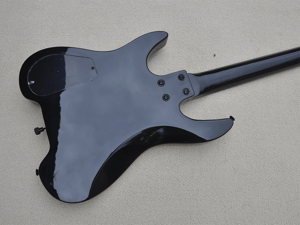 Black Headless Electric Guitar with Rosewood Fretboard,24 Frets,Customized Logo/Color Available