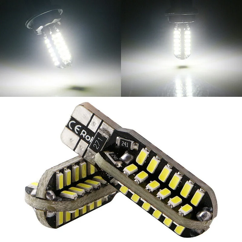 100Pcs W5W T10 168 192 48 3014 SMD Car LED License Plate Lights Turn Signal Bulbs Reading Interior Lamp Door Light DC 12V White