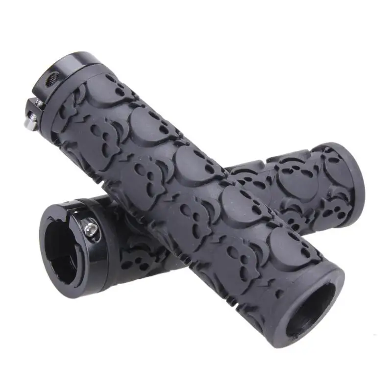 Bicycle Handlebar Grip Rubber Anti-slip MTB Mountain Road Bikes Lockable Handle Grips Skull Style Sponge Bike Accessories Parts