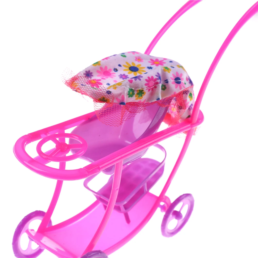 

Baby Stroller for Dolls Dollhouse barbies Furniture accessories Infant Carriage Trolley Nursery Model Girls Doll house Play Toys