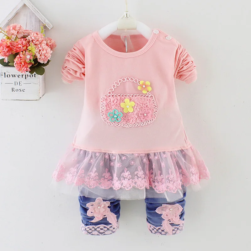 Spring Autumn Infant Toddler Baby Girl Denim Clothing Sets 3 pcs Long Sleeve T Shirt Tops Denim Jacket and Jeans Trousers