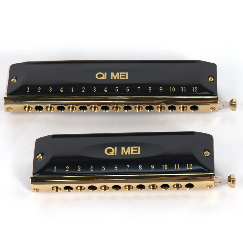 Qimei Chromatic Harmonica 16 Hole 64 Tone Mouth Organ Harp Professional Musical Instruments Performance Grade Harmonica