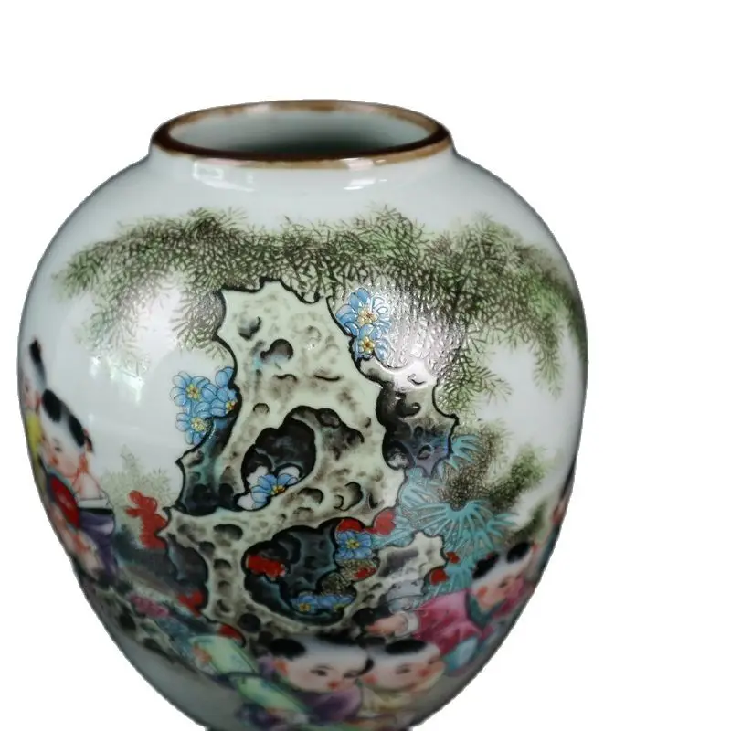 Chinese Old Porcelain Pastel Jar With Painted Baby Picture Jar Pattern Storage Tank