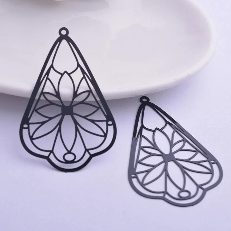 30 Stück AB6265 30*50mm Filigrane Blumenanhänger DIY Ohrring Anhänger Hängender Schmuck Dekoration – Detail 6