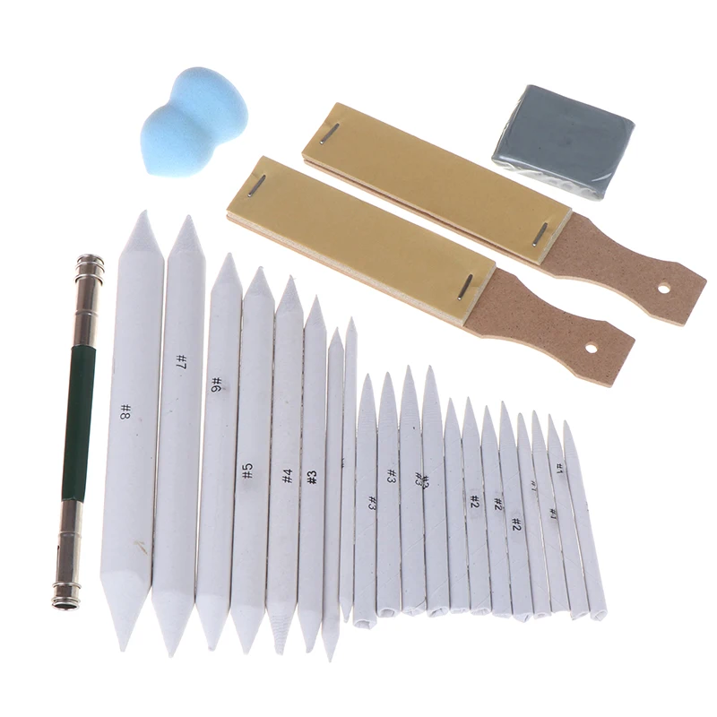 25 pcs/set Blending Sharpen Erasable Paper Portable Charcoal Pastel Stump Smudge Stick Art  Sketch Tool  Pencil Set Sketch Tools