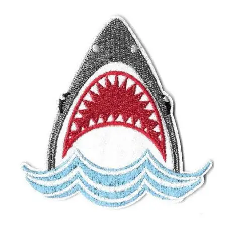 Hot! Shark - Fishing - Ocean - Aquatic - Land Shark - Fully Embroidered Iron On Patch  (≈ 7.6 * 7.3 cm)