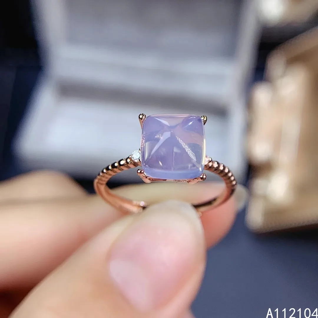 

KJJEAXCMY fine jewelry 925 sterling silver inlaid natural lavender amethyst women simple lovely Sugar tower adjustable gem ring