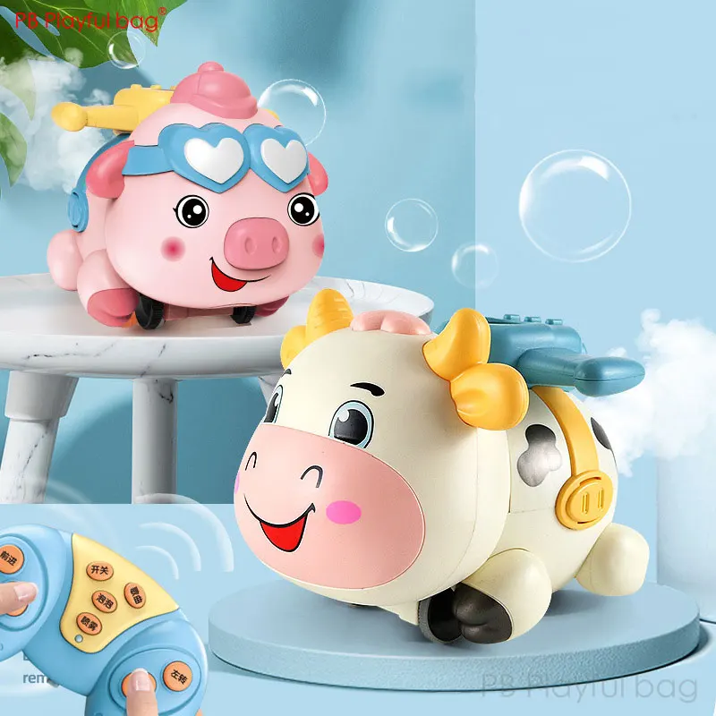 

Playful bag Running pig Cartoon cow bubble machine Remote control toys Children early educate toys Bubble toy AB66