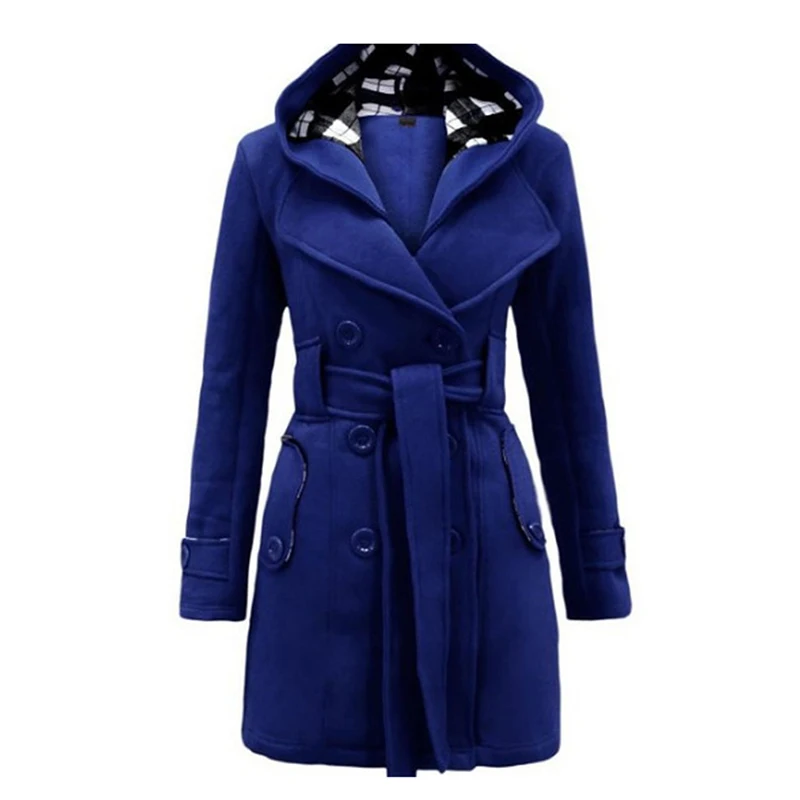 Fashion Woolen Coat Women Warm Fleece Jacket With Belts Double Breasted Solid Casual Jacket 2022 Winter Vintage Slim Ladies Coat