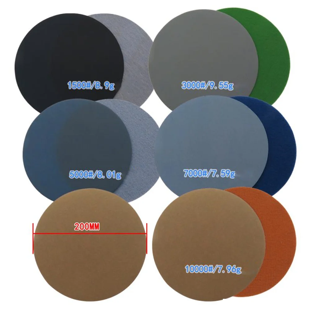 1 Pcs 8 Inch  200mm Sanding Discs Hook & Loop Silicon Carbide Sandpaper Wet and Dry 1500-10000 Grit for Polishing Ground Fine