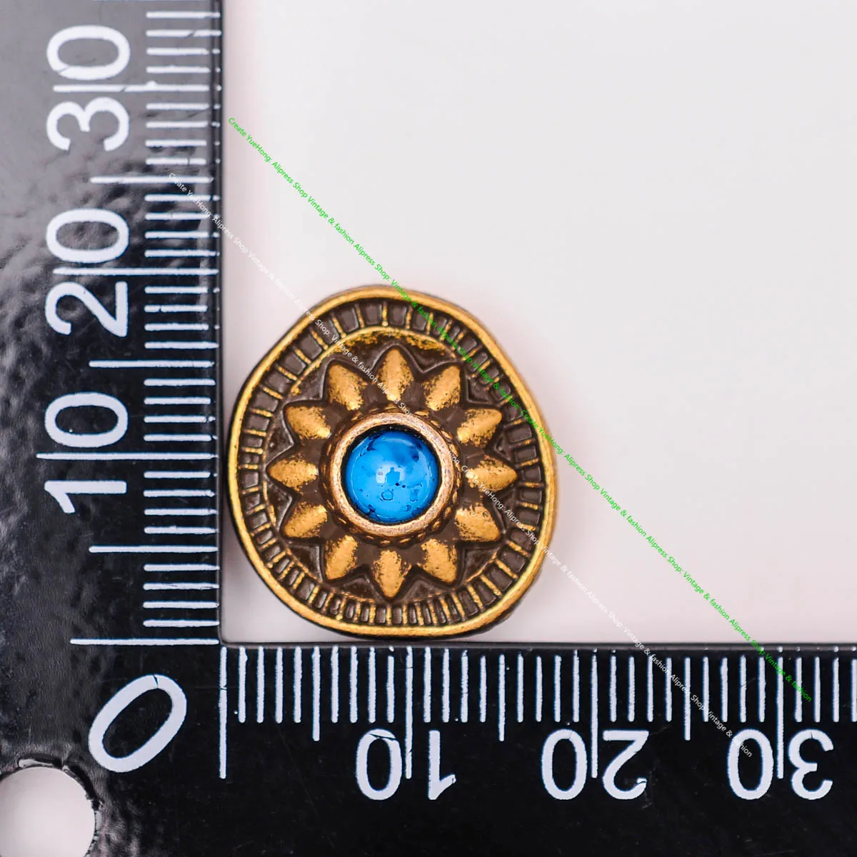 10pcs 19*18mm Vintage Messing Sonnenblume schwarz türkis Conchos Zubehör für DIY Leder Handwerk Gürtel Ledertasche Schlüssel bund Dekor – Detail 26