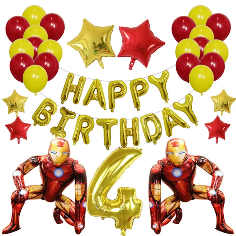 1 set 3D Marvel Big Iron Man Spider Hero Foil Balloons Number 1-9 Foil Balloons Kid Adult Birthday Party Decoration Supplies