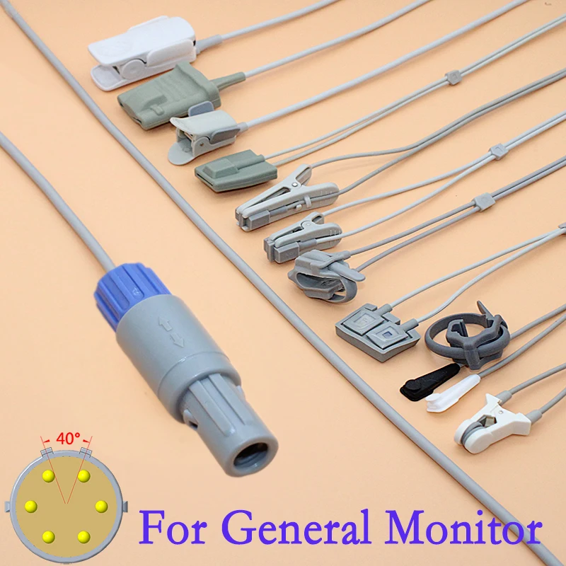 

Compatible 6p General GMI G2A,G3A,G3C,G3D,G3F,G3G,G3H,G3L,G6A,G6Aplus,G9L Monitor Digital PD Spo2 Sensor Cable for Adult/ Child