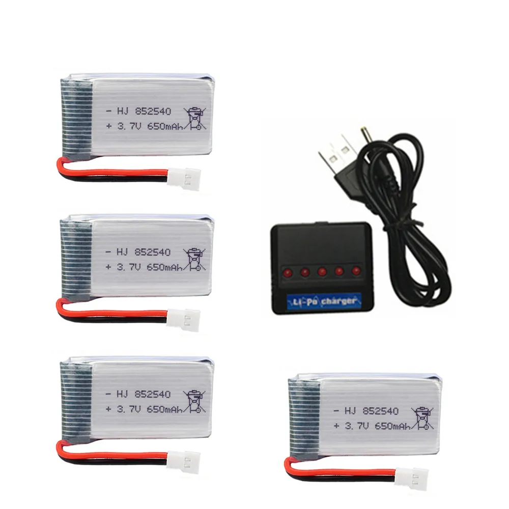 3.7V 650mAh يبو البطارية + 3.7v شاحن ل SYMA X5C X5C-1 X5 H5C X5SW X6SW H9D H5C Drone 852540 3.7V يبو بطارية قابلة للشحن