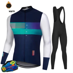 Winter Thermal Fleece Long Sleeve Cycling Jersey Set Bib Pants Ropa Ciclismo Bicycle Clothing MTB Bike Men Clothes Suit