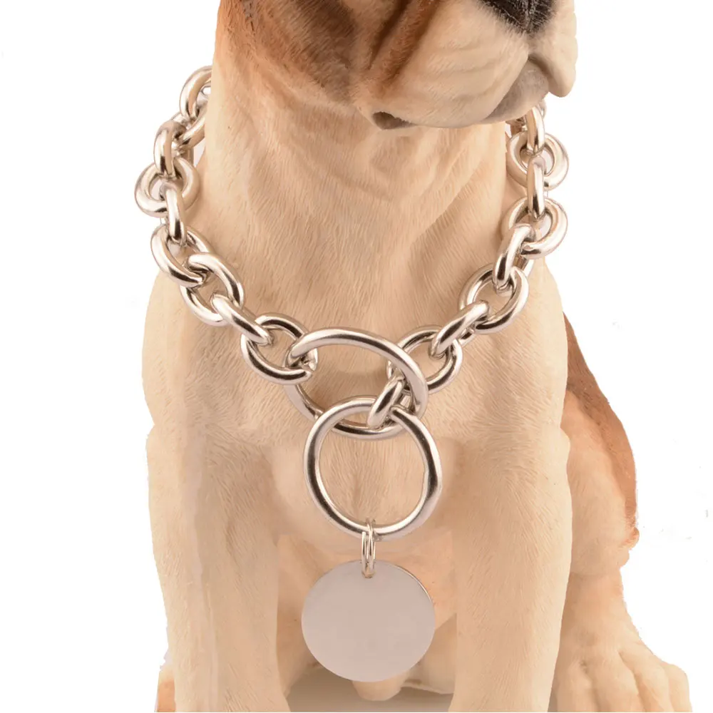 Top Quality Stainless Steel Dog Chain Collars Pet Necklaces For Large Dogs  Bulldog Bully Gold Retriever Silver Golden Collar