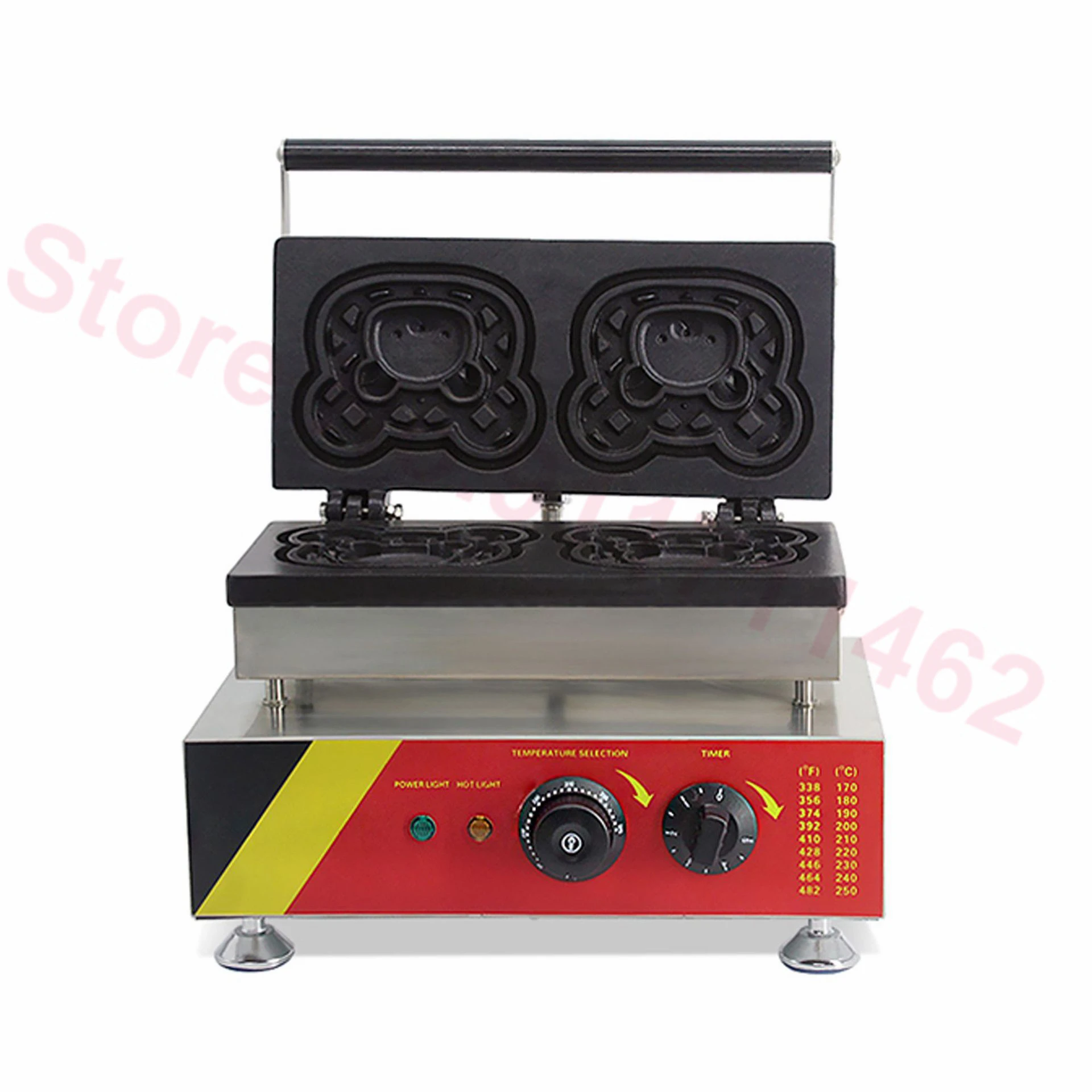 Máquina para hacer gofres eléctrica con forma de dibujos animados, plancha para gofres con forma de oso bonito, 2 uds./placa