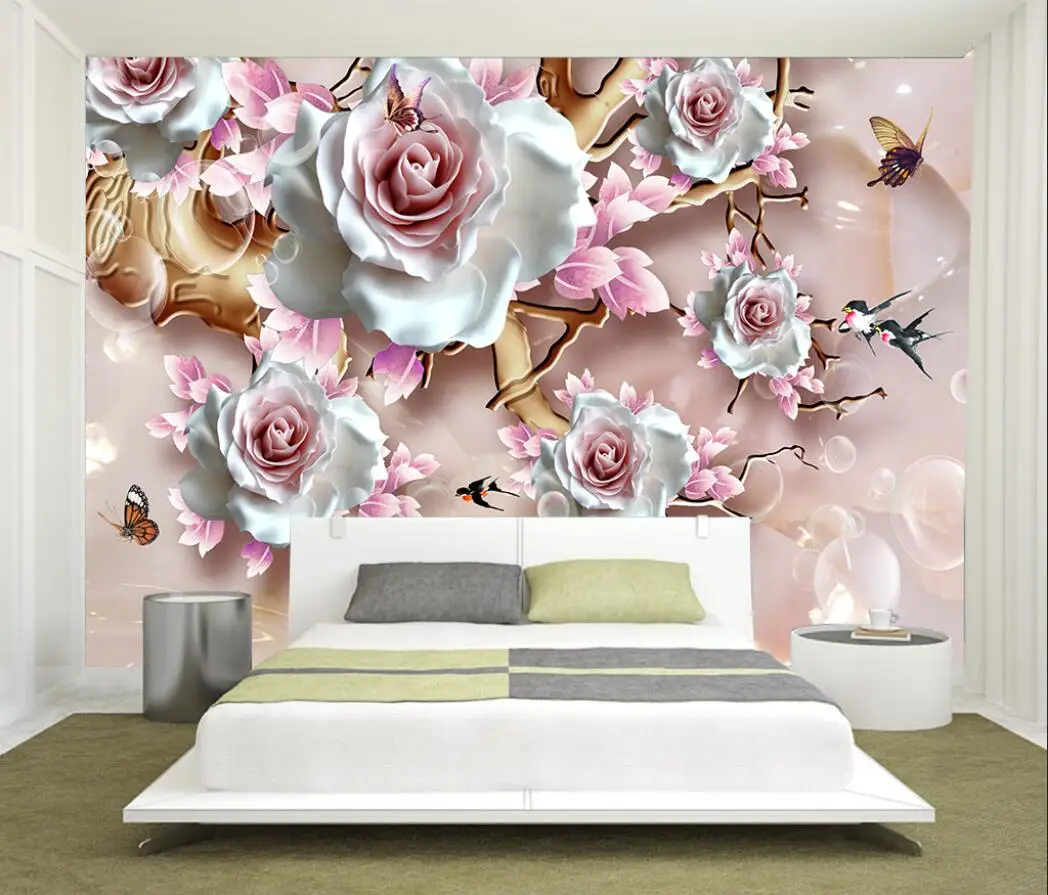 Custom wallpaper European flower collection TV background mural home decoration living room bedroom background wall 3d wallpaper