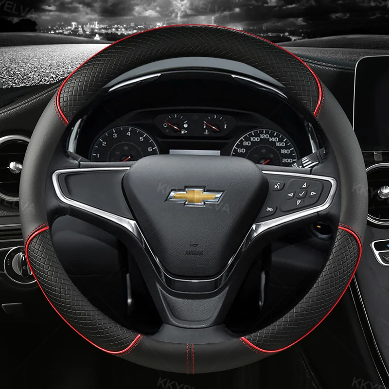 Auto-Lenkrad-Abdeckung 38 cm 15 Zoll Leder für Chevrolet Cruze Malibu Sail Spark Captiva Equinox Trax/Tracker AVEO Lova RV – Detail 2